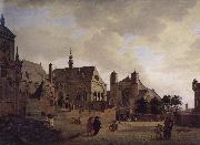 Jan van der Heyden Imagine the church and buildings oil on canvas